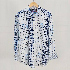 Robert Graham XL Classic Fit Blue & White Contrasting Cuff Button Front …